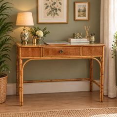 Vintage Mid Century Cane & Bamboo dressing table/console