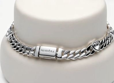 Pandora Cuban Chain Hearts Bracelet Size 20cm New