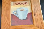 Pair Kitchen Prints Cappuccino Chianti Framed Coffee Wine Wall Art