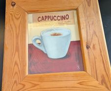 Pair Kitchen Prints Cappuccino Chianti Framed Coffee Wine Wall Art