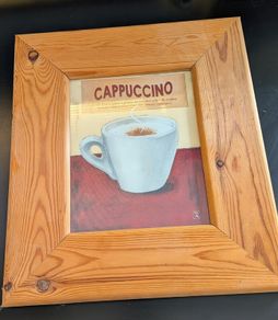 Pair Kitchen Prints Cappuccino Chianti Framed Coffee Wine Wall Art