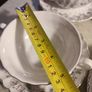 Rare find 8 pieces set Johnson Brothers Ironstone Snow White, Pattern 1H2, Vintage Set Of 4 soup bowls and soup saucers Swirl Edge, Platinum Trim Image 5