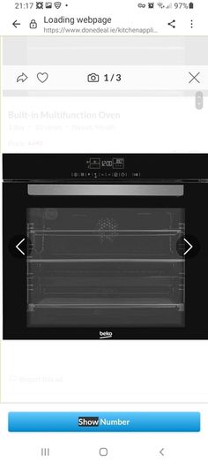 Beko built in multifunction oven