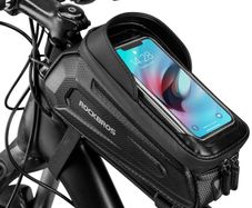 Bike Frame Bag, Bicycle Handlebar Bag, Water-Resistant Top Tube Pack Mobile Phone Pouch for Smart Phones up to 6.8 inches with TPU Sensitive Touchscreen for Mountain, Racing and E-Bikes 1.7L