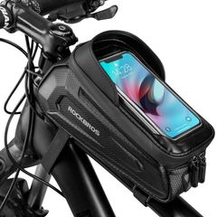 Bike Frame Bag, Bicycle Handlebar Bag, Water-Resistant Top Tube Pack Mobile Phone Pouch for Smart Phones up to 6.8 inches with TPU Sensitive Touchscreen for Mountain, Racing and E-Bikes 1.7L