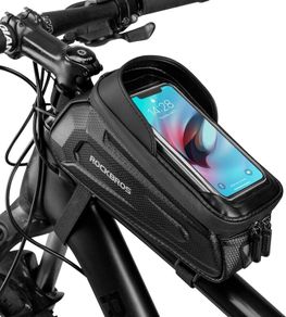 Bike Frame Bag, Bicycle Handlebar Bag, Water-Resistant Top Tube Pack Mobile Phone Pouch for Smart Phones up to 6.8 inches with TPU Sensitive Touchscreen for Mountain, Racing and E-Bikes 1.7L
