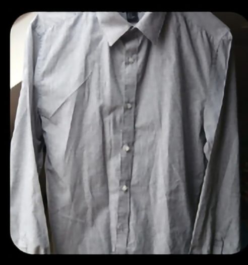 Mens H&M slim fit easy iron size S long sleeved grey shirt