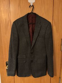 Herbie Frogg Limited Edition Wool Blend Suit Jacket Charcoal Grey Red Paisley 38R
