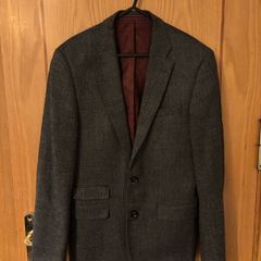 Herbie Frogg Limited Edition Wool Blend Suit Jacket Charcoal Grey Red Paisley 38R