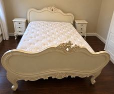Double Bed Solid Wood Hand Carved Ivory