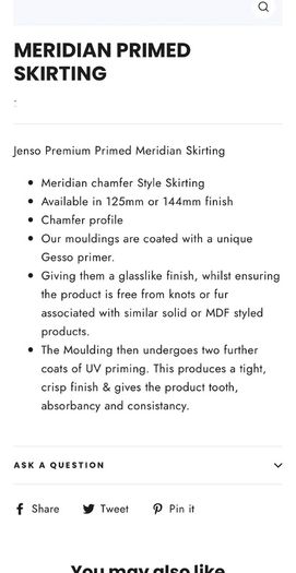 Primed skirting board 144cm