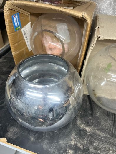 Section of glass vases and bowls