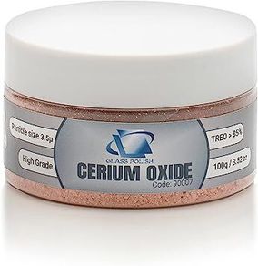 GLASS POLISH 90007 Cerium Oxide High Grade Glass Polishing Powder - TREO 85% - 3.5 microns - 100 Grams