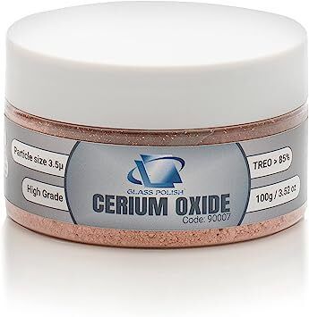 GLASS POLISH 90007 Cerium Oxide High Grade Glass Polishing Powder - TREO 85% - 3.5 microns - 100 Grams