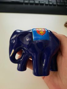 Authentic Emaux d'Art de Longwy Ceramic Elephant Figurine