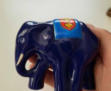 Authentic Emaux d'Art de Longwy Ceramic Elephant Figurine