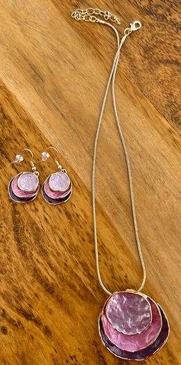 Matching purple necklace and earrings