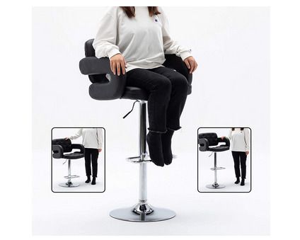 Mercury PU Swivel Faux Leather Breakfast Kitchen Bar Stool Pub Barstool (Black-PU)