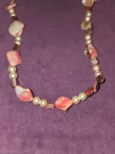 Natural Sea Shell and Pearl Necklace and earring set