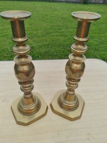 Edwardian Brass Candle Sticks