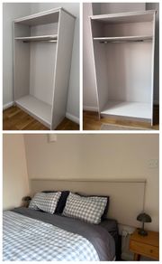 2 open wardrobes and matching headboard