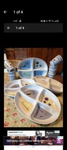 melamine/ picnic wear, 4 serving dishes with 7 tumblers