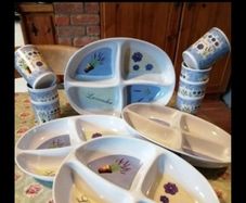 melamine/ picnic wear, 4 serving dishes with 7 tumblers