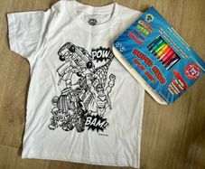 Boys t-shirt colouring gift set new 7/8y