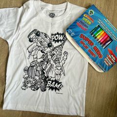 Boys t-shirt colouring gift set new 7/8y