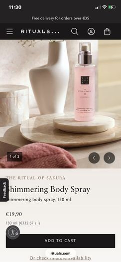 New RITUALS The Ritual of Sakura Shimmering Body Spray and Hair and Body Mist