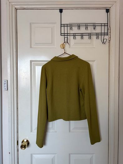 Khaki green fitted zip up long sleeve