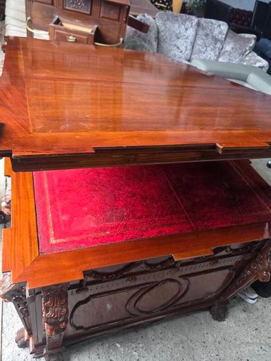 Thomas Chippendale Lions Head Carved Twin Pedestal Partner Desk+ chair+ table