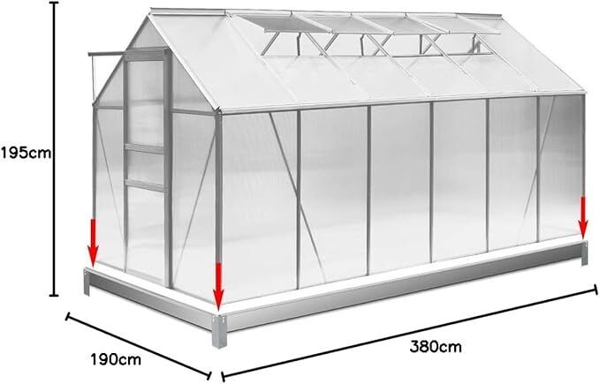 Floor Anchor for Greenhouse Metal Foundation 380x190cm Galvanized Steel Base Steel Foundation Greenhouse Frame incl. Mounting Material Ground Anchoring