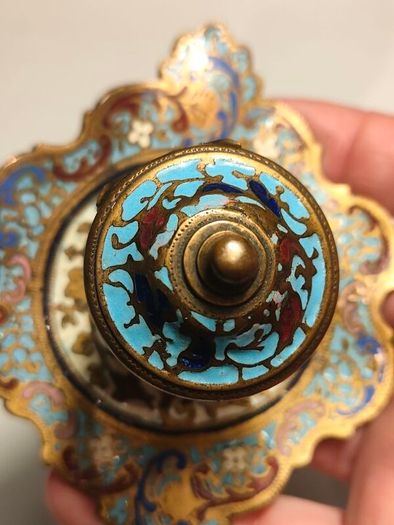 19th Century Napoleon 111 Bronze Cloisonne Ink Well