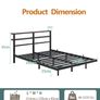 4ft6 Floating Metal Platform Bed Frame with Walnut Storage Headboard Image 9