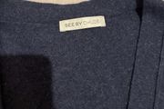 See by Chloe Navy Cardigan UK 10 Velvet Cuff Detail