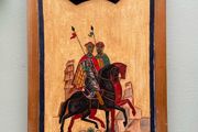 Hand Painted Folk Art Icon - Saints Boris and Gleb
