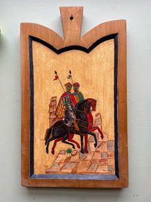 Hand Painted Folk Art Icon - Saints Boris and Gleb