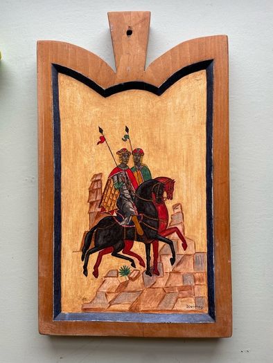 Hand Painted Folk Art Icon - Saints Boris and Gleb