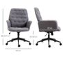Linen Office Chair, Mid Back Computer Desk Chair with Adjustable Height, Grey Image 2