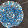 Studio Art Glass Coral Network Bowl Signed Blue Fused Glass Centerpiece Image 2