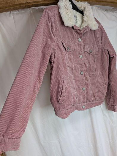 Denim Co Pink Corduroy Sherpa Trucker Jacket Womens Size 12