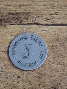 German Empire, Germany, 5 Pfennig 1875 B - free standard postage