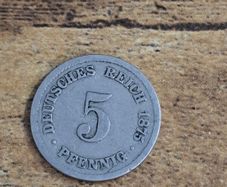 German Empire, Germany, 5 Pfennig 1875 B - free standard postage