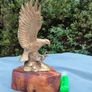 Vintage cast brass eagle on bog oak Image 5