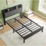 Double Bed Frames with Wooden Storage Headboard Image 3