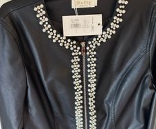 Ladies new with tags, faux leather jacket, with  detailed beading - size 12