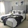 Ottoman Winged Panel Plush Velvet Upholstered Bed Frame Double & King Size Bed Image 2