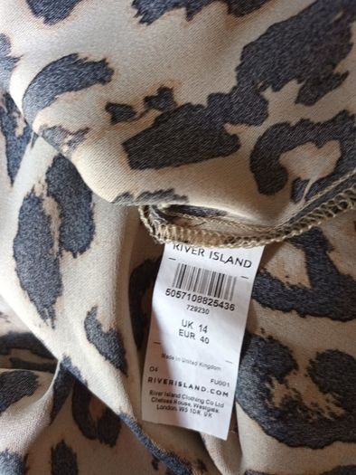 River Island  Animal Print  Shirt Dress. S.14. NEW.