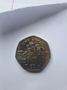 rare isle of man xmas 50p coin